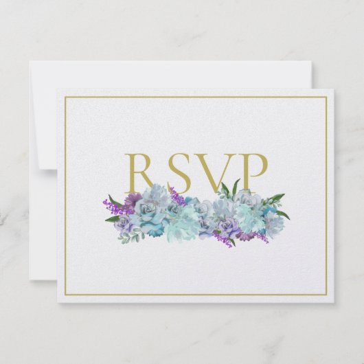 BRIDE CO Blauwgroen Blauw Boeket Tradition Wedding RSVP Kaartje (Voorkant)