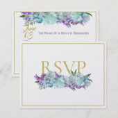 BRIDE CO Blauwgroen Blauw Boeket Tradition Wedding RSVP Kaartje (Voorkant / Achterkant)
