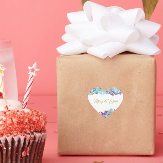 BRIDE & CO Blauwgroen Blue Bouquet Wedding Suite P Hart Sticker (Feest)