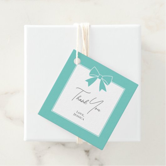 Bride & Co. Blauwgroen Blue Bow Vrijgezellenfeest  Bedankjes Labels (In situ)