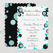 BRIDE & CO Blauwgroen Blue Polka Dot Party Shower Kaart (Voorkant / Achterkant)