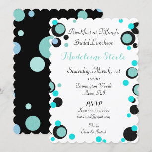 BRIDE & CO Blauwgroen Blue Polka Dot Party Shower Kaart