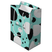 BRIDE & CO Blauwgroen Blue Polka Dot Wedding Party Medium Cadeauzakje (Voorkant Gekanteld)