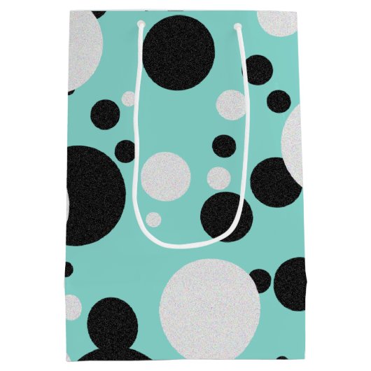 BRIDE & CO Blauwgroen Blue Polka Dot Wedding Party Medium Cadeauzakje (Achterkant)