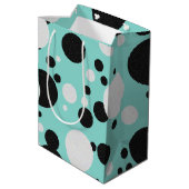 BRIDE & CO Blauwgroen Blue Polka Dot Wedding Party Medium Cadeauzakje (Achterkant Gekanteld)