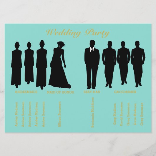 Bride & Co Blue & Gold Polka Dot Wedding Ceremony Programmakaart (Achterkant)