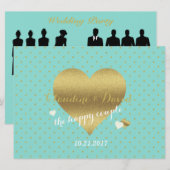 Bride & Co Blue & Gold Polka Dot Wedding Ceremony Programmakaart (Voorkant / Achterkant)