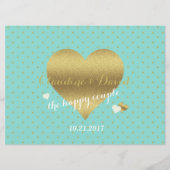 Bride & Co Blue & Gold Polka Dot Wedding Ceremony Programmakaart (Voorkant)