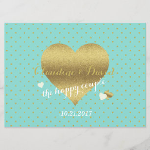 Bride & Co Blue & Gold Polka Dot Wedding Ceremony Programmakaart