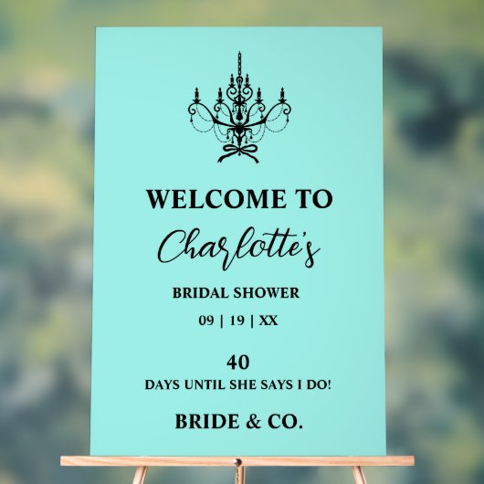 Bride & Co. Bridal Shower Teal Welcome Acryl Bord (Neutraal)