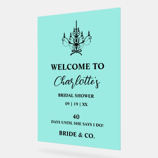 Bride & Co. Bridal Shower Teal Welcome Acryl Bord (Hoek)
