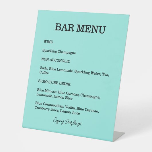  Bride & Co. Bridal Shower Turquoise Cocktail Reclamebord Met Voetstuk (Voorkant)