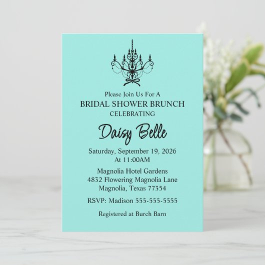 Bride & Co. Bridal Shower Turquoise Kaart (Staand voorkant)