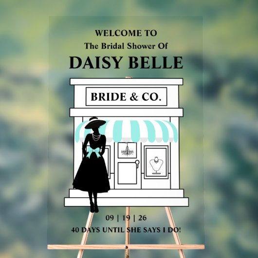 Bride & Co. Bridal Shower Turquoise Welcome Acryl Bord (Neutraal)