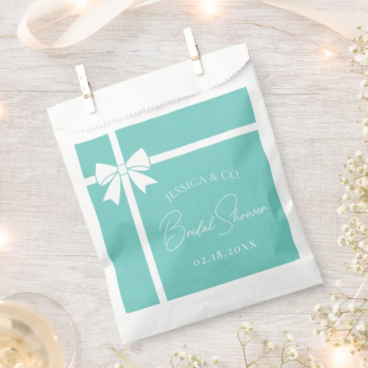 Bride & Co Elegant White Bow Ribbon Bridal Shower Bedankzakje (Geknipt)