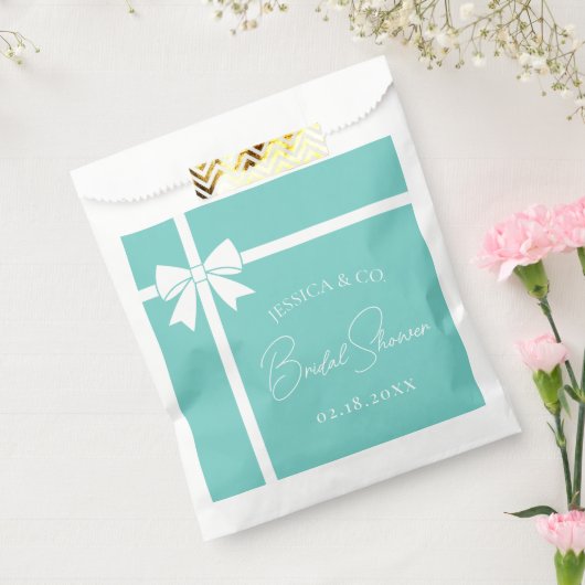 Bride & Co Elegant White Bow Ribbon Bridal Shower Bedankzakje (Gezegeld)