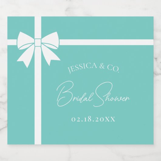 Bride & Co Elegant White Bow Ribbon Vrijgezellenfe Likeurfles Etiket (Enkel label)