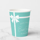 Bride & Co Elegant White Bow Ribbon Vrijgezellenfe Papieren Bekers (Voorkant)