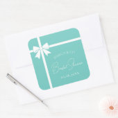 Bride & Co Elegant White Bow Ribbon Vrijgezellenfe Vierkante Sticker (Envelop)