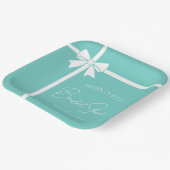 Bride & Co Elegante Witte Strik Lint Bruidsdouche Papieren Bordje (Gebogen)