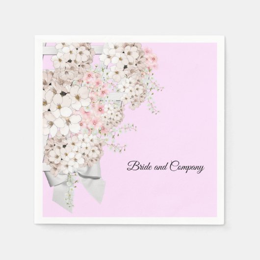 BRIDE CO Flowers & Lattice Shower Pink Party Servet (Voorkant)