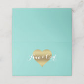 BRIDE & CO Gold Heart Blauwgroen Blauw Dank u Plaatskaartje (Buitenkant ongevouwen)