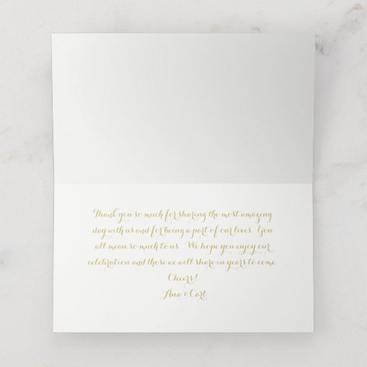 BRIDE & CO Gold Heart Blauwgroen Blauw Dank u Plaatskaartje (Binnenkant ongevouwen)