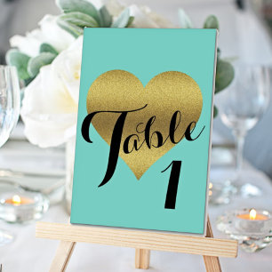 Bride & Co Gold Heart Blauwgroen Blue Shower Party Kaart