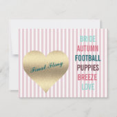 BRIDE CO Pink Final Fling Shower Tailgate Party Kaart (Voorkant)