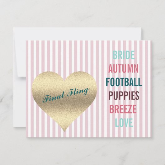 BRIDE CO Pink Final Fling Shower Tailgate Party Kaart (Voorkant)