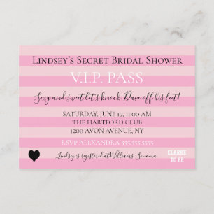 Bride & Co. Roze bridal Lingerie Shower Party Kaart