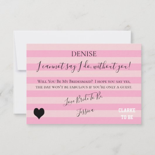 BRIDE CO Roze zal je mijn Bridesmaid MOH zijn Kaart (Achterkant)