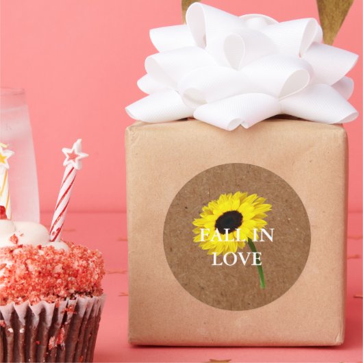 Bride Co Rustic Bride Sunflower Shower Ronde Sticker (Feest)