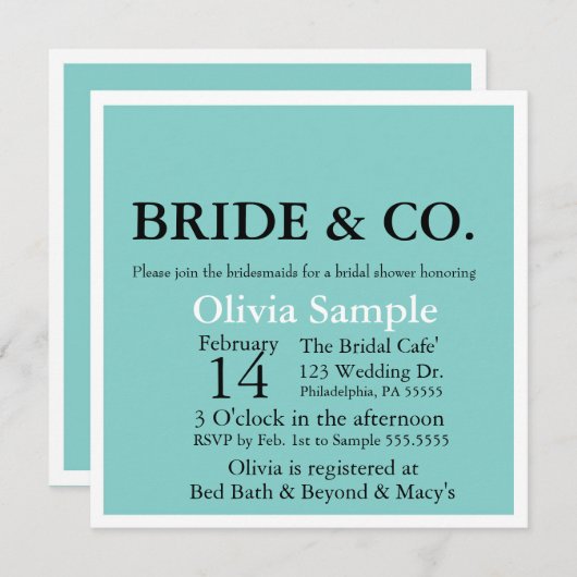 Bride & Co. Shower-uitnodiging Kaart (Voorkant / Achterkant)