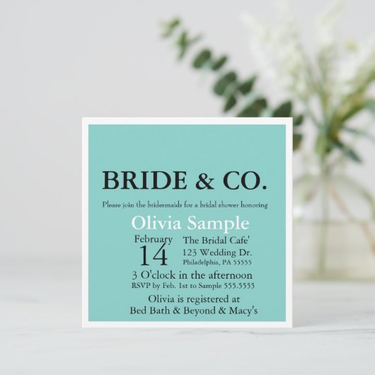 Bride & Co. Shower-uitnodiging Kaart (Staand voorkant)