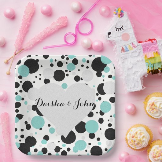 BRIDE & CO Silver Heart Polka Dot Party Borden Papieren Bordje (Feest)