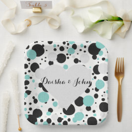 BRIDE & CO Silver Heart Polka Dot Party Borden Papieren Bordje