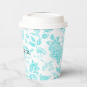 Bride & Co. Teal Bloemstuk Toile Persoonlijk Papieren Bekers (Links)