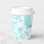 Bride & Co. Teal Bloemstuk Toile Persoonlijk Papieren Bekers (Rechts)