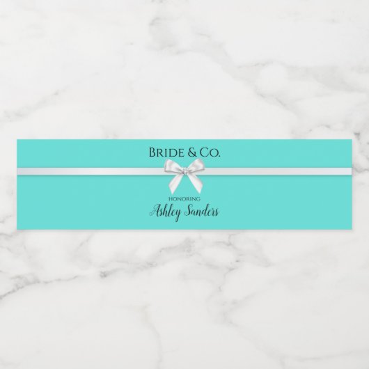 Bride & Co. Turquoise / Blauwgroen labels op fless Waterfles Etiket (Enkel label)