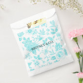 Bride & Co. Turquoise Bloem Toile Persoonlijk Bedankzakje (Gezegeld)