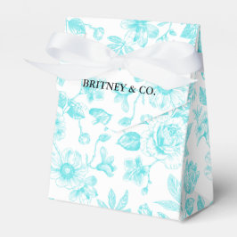 Bride & Co. Turquoise Bloemstuk Toile Persoonlijk Bedankdoosjes