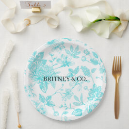 Bride & Co. Turquoise Bloemstuk Toile Persoonlijk Papieren Bordje
