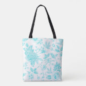 Bride & Co. Turquoise Bloemstuk Toile Persoonlijk Tote Bag (Achterkant)