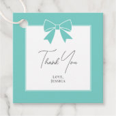 Bride & Co. Turquoise Strik Blauwe Boog Bruiloft D Bedankjes Labels (Voorkant)