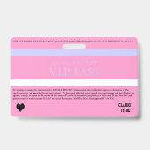 BRIDE & CO VIP Meisjesuitje-feest Entree Badge (Achterkant)