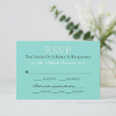 Bride & Co Wedding Suite Elegant Blauwgroen Blue RSVP Kaartje (Staand voorkant)