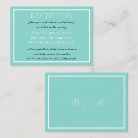 Bride & Co Wedding Suite Elegant Reception Informatiekaartje (Voorkant / Achterkant)