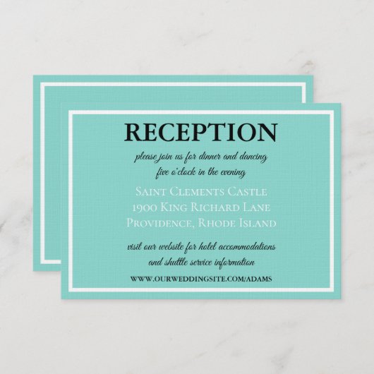 Bride & Co Wedding Suite Traditionele Ontvangst Informatiekaartje (Voorkant / Achterkant)