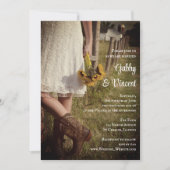 Bride, Cowboy Boots en Sunflower Ranch Wedding Kaart (Voorkant)